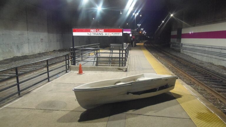 An MBTA commuter rail train hit a small boat. Yes, seriously.