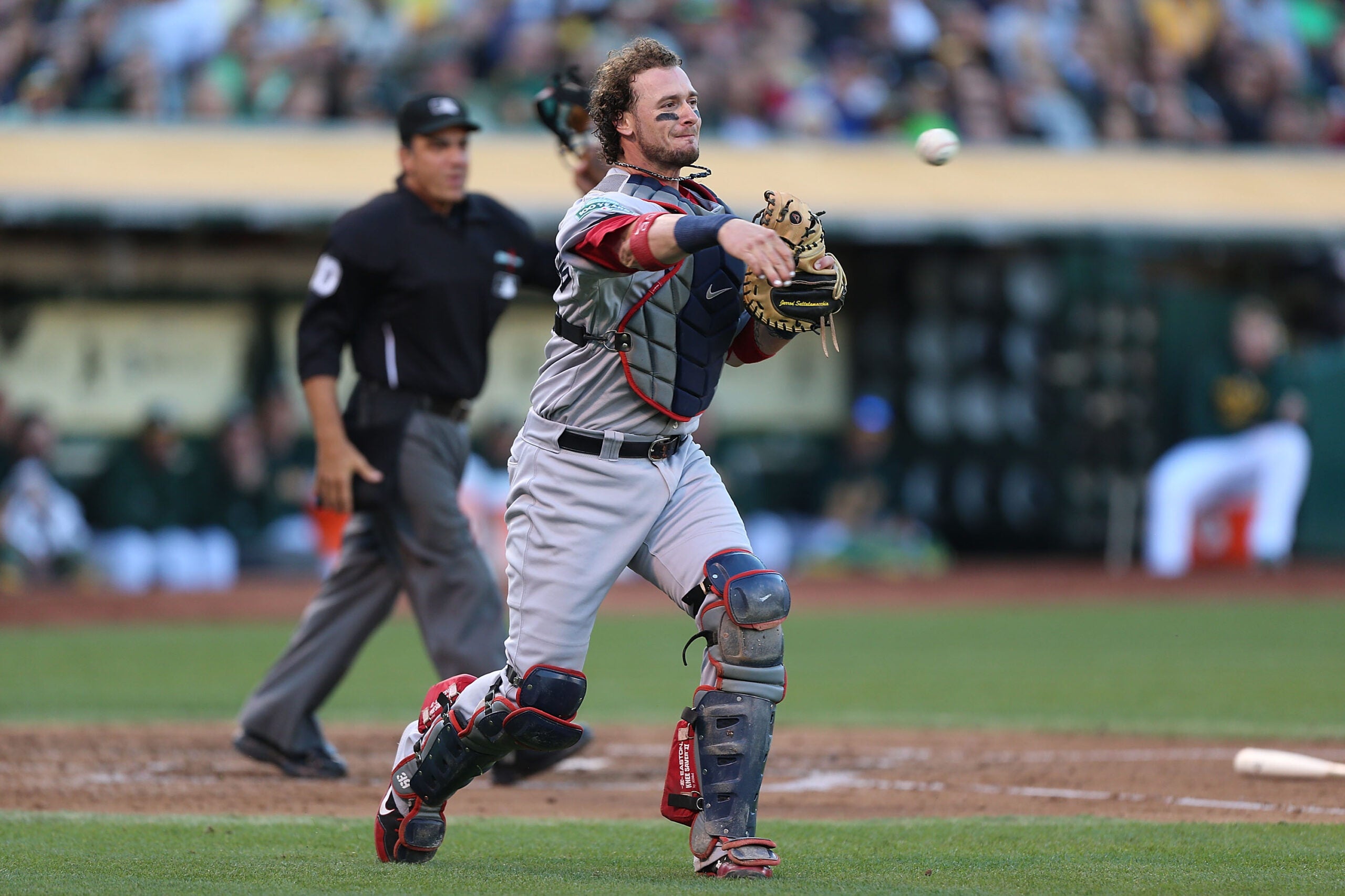 Ft Myers, FL – Boston Red Sox catchers Jarrod Saltalamacchia, left