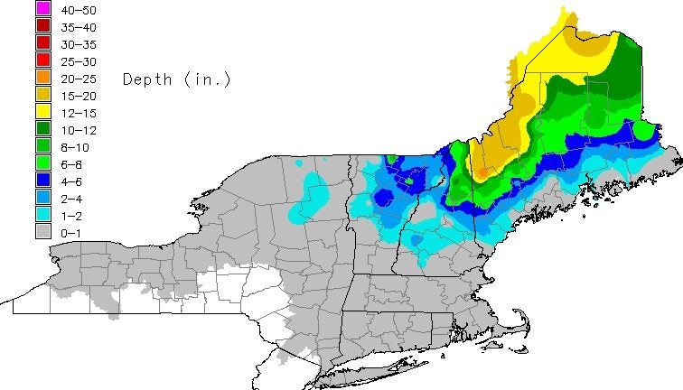 Northern Maine blanketed with more than 18 inches of snow