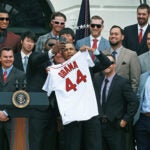 David Ortiz takes a selfie with President Barack Obama at the White House in 2013.