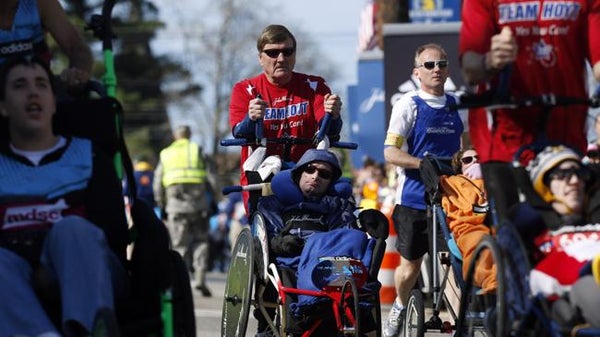 No Longer Running, Dick Hoyt Still a Fixture at Marathon image photo