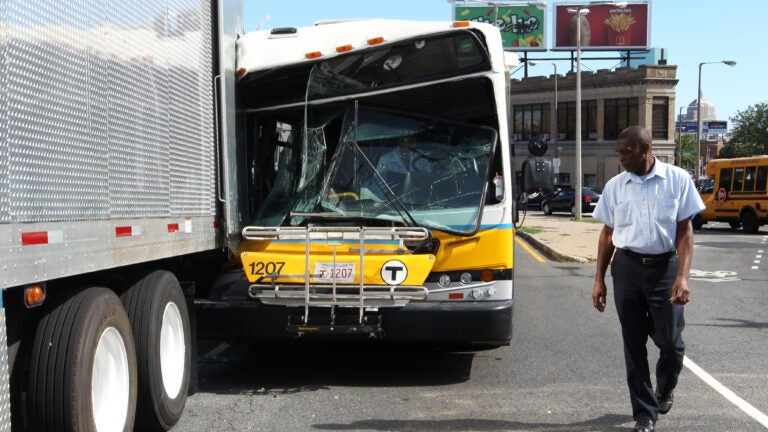 MBTA bus collides in Roxbury with truck associated with new Sandra ...