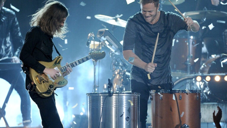 Wayne Sermon, left, and Dan Reynolds, of the musical group Imagine Dragons, performed at the Billboard Music Awards.