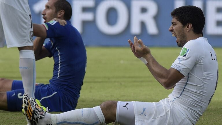 TOPSHOT - Uruguay's forward Luis Suarez reacts at the end of the News  Photo - Getty Images