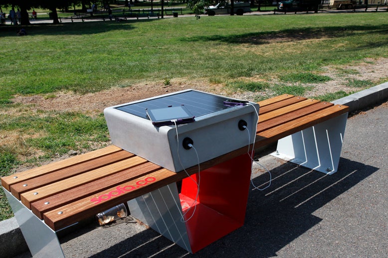 Solar Powered Park Bench 