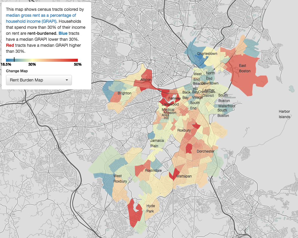 See how your neighborhood ranks in terms of rent burden, commute time