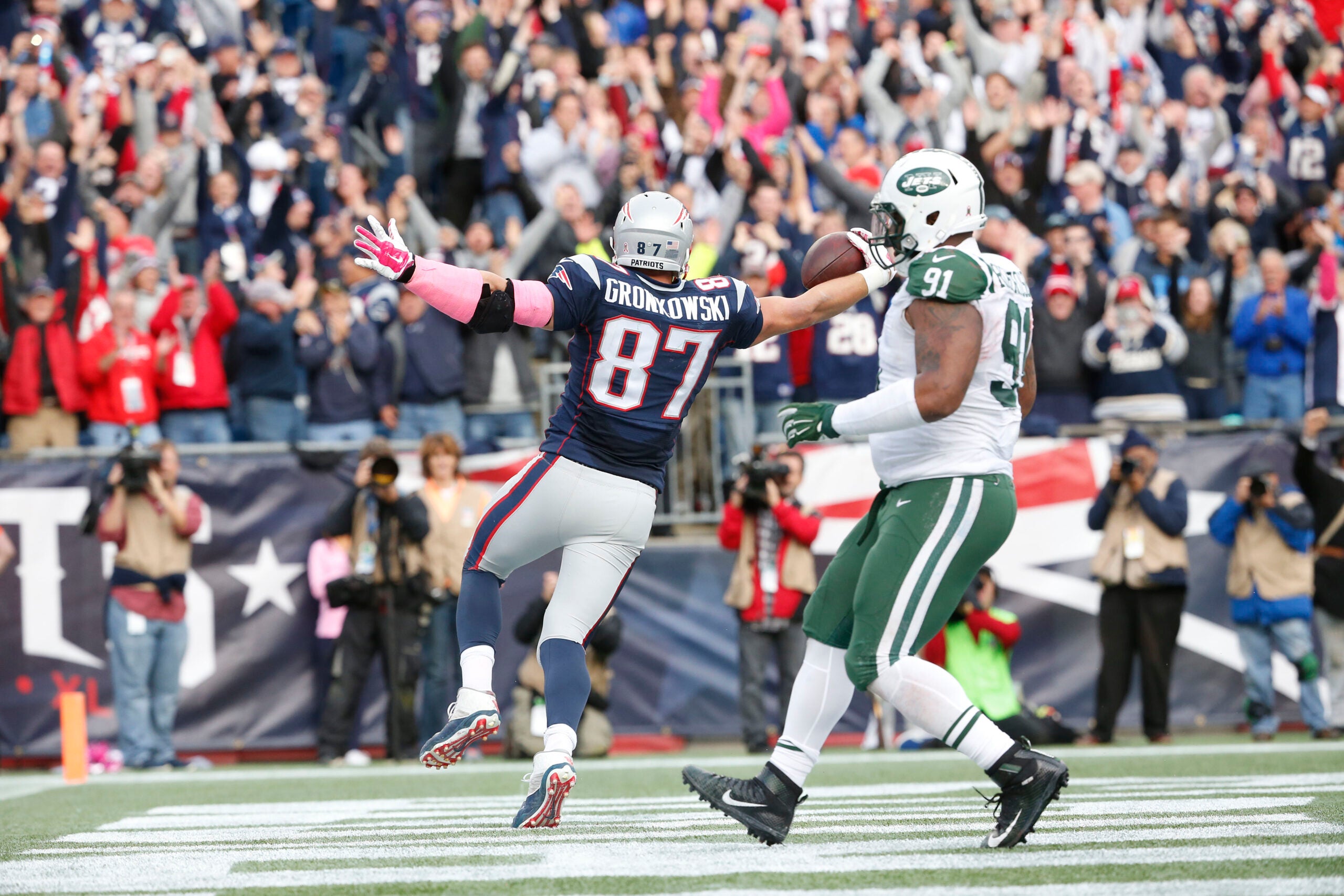 Jets End Zones In Rough Shape Vs. Patriots At MetLife Stadium