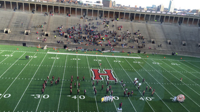 Harvard band gives unwanted anatomy lesson, claims it wasn't on