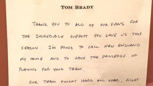 Tom Brady - Patriots fans, thank you for all of your support with