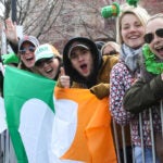 The crowd cheered along the route of the St. Patrick's Day Parade.