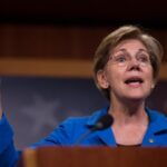 Massachusetts senator Elizabeth Warren addresses a crowd.