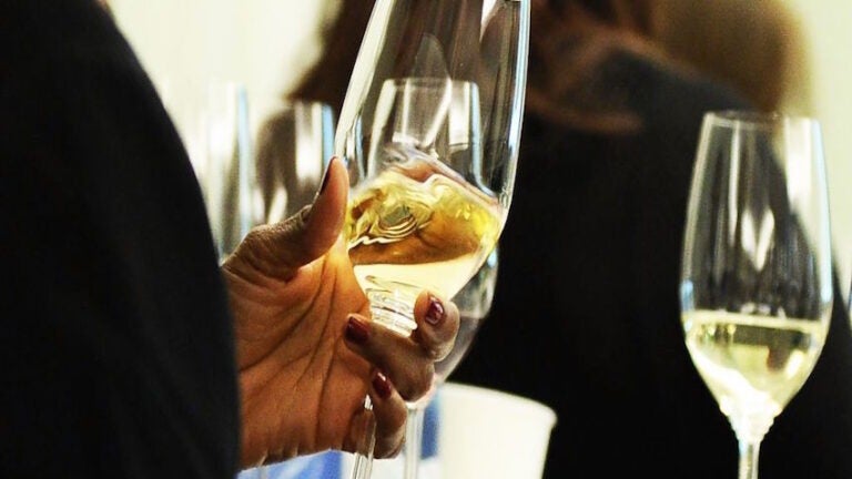 NEW YORK, NY - OCTOBER 18: Guests sample wine from Riedel glasses during the Anthony Hamilton Russell: Leading The Way With His Iconic Wines From South Africa - Wine Seminar Hosted By FOOD & WINE - Food Network & Cooking Channel New York City Wine & Food Festival presented By FOOD & WINE at Hudson Luxury Hotel on October 18, 2015 in New York City. (Photo by Daniel Zuchnik/Getty Images for NYCWFF)