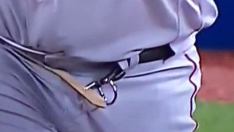 Pablo Sandoval's belt gives up during an at-bat