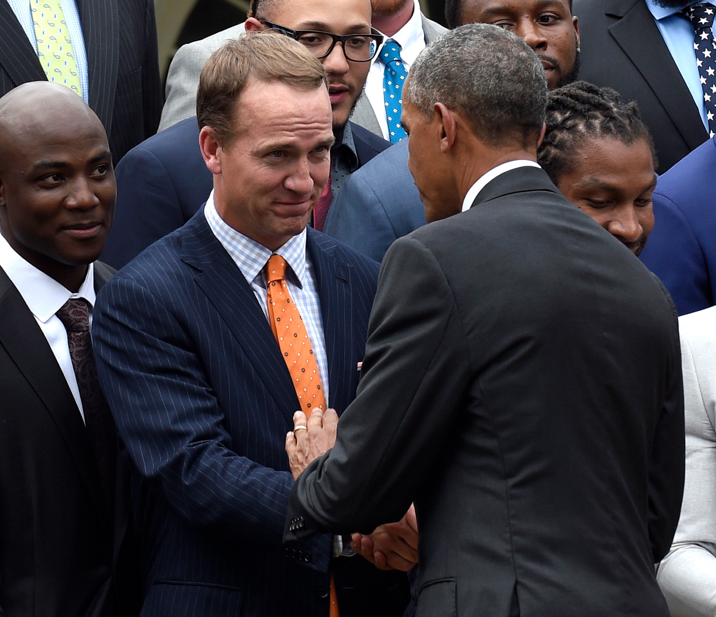 President Obama meets the Super Bowl champions