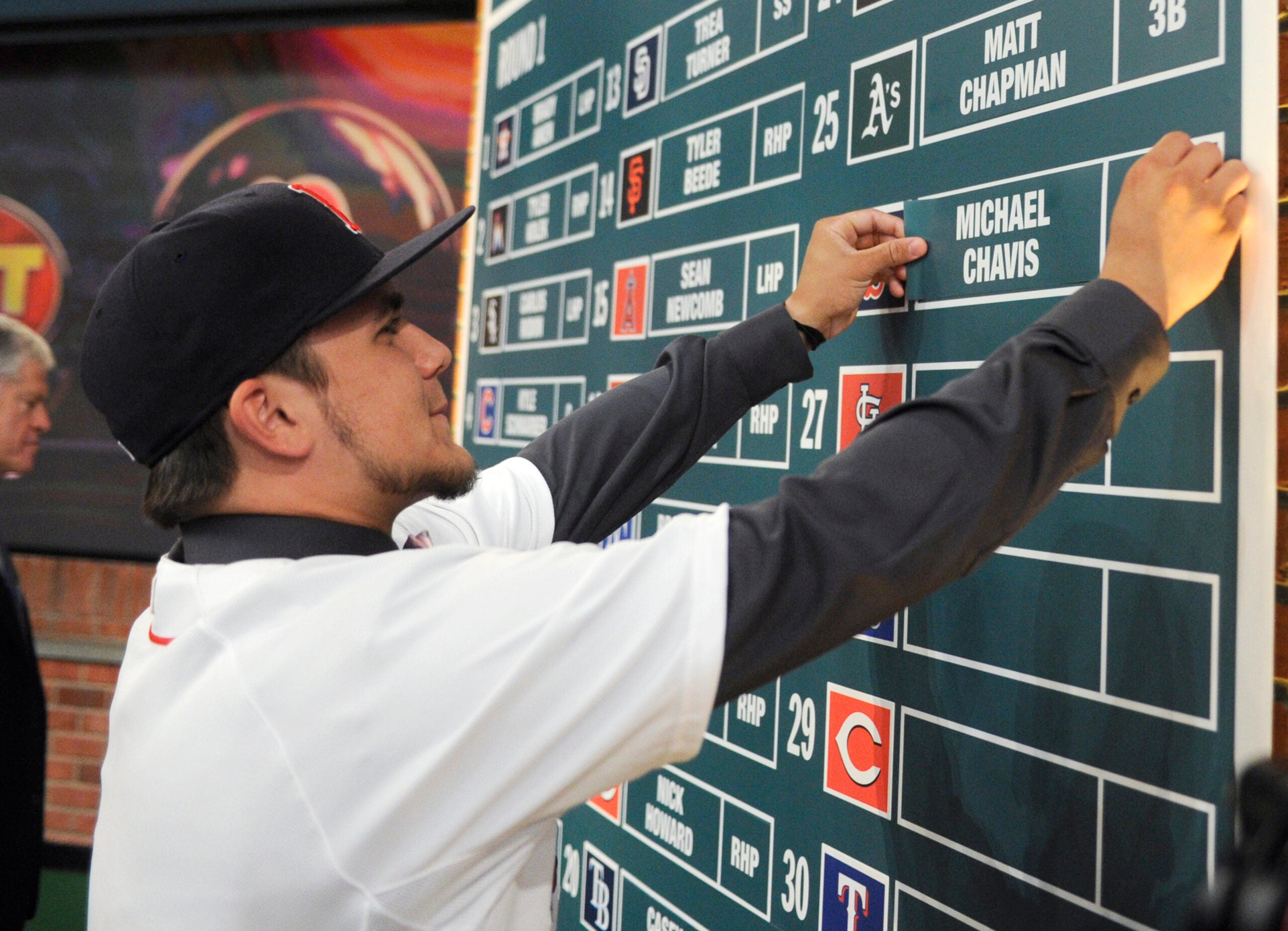 Michael Chavis (1) of Sprayberry High School in Marietta, Georgia playing  for the Atlanta Braves scout