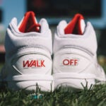 A pair of David Ortiz "Walk Off" cleats designed by New Balance.
