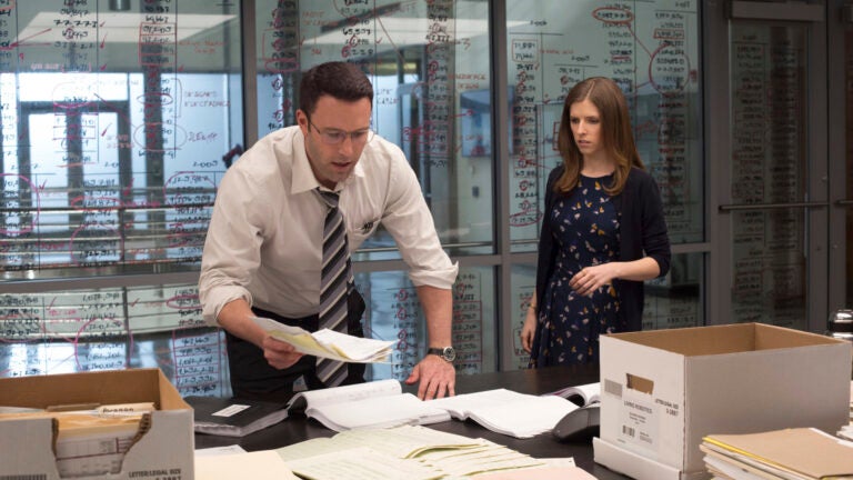 In this image released by Warner Bros. Pictures, Ben Affleck, left, and Anna Kendrick appear in a scene from "The Accountant." (Chuck Zlotnick/Warner Bros. Pictures via AP)