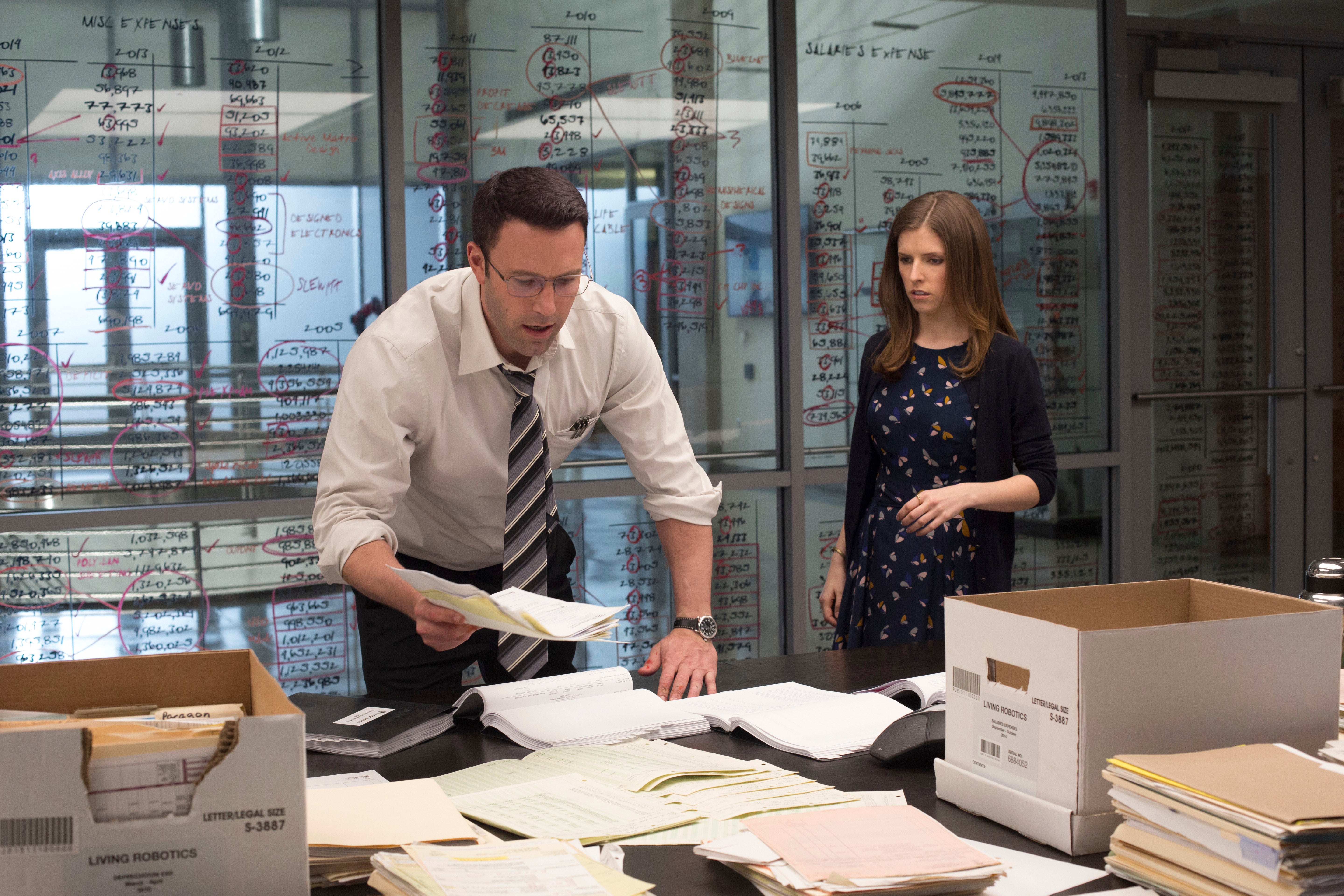 In this image released by Warner Bros. Pictures, Ben Affleck, left, and Anna Kendrick appear in a scene from "The Accountant." (Chuck Zlotnick/Warner Bros. Pictures via AP)