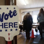 SHELBURNE, MA - MARCH 01: Voters check in before casting their ballots in the Shelburne Town Hall on March 01, 2016 in Shelburne, Massachusetts. Officials are expecting a record turnout of voters in Massachusetts, one of a dozen states holding Super Tuesday presidential primaries or caucuses. (Photo by Matthew Cavanaugh/Getty Images)