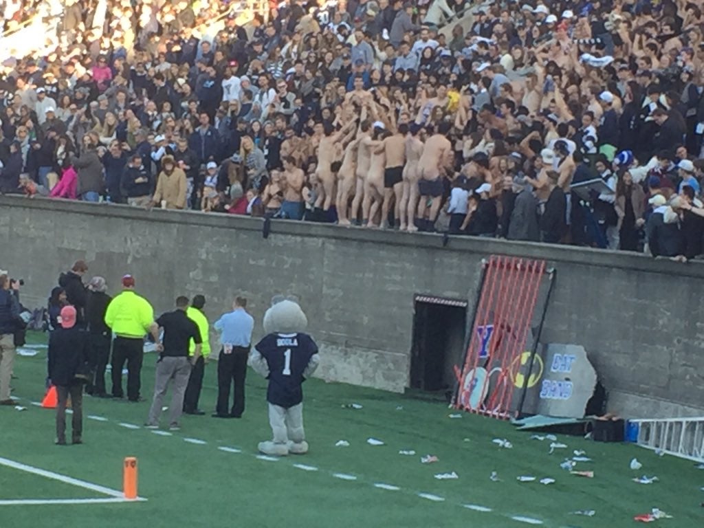 The 133rd Harvard-Yale football game was delayed by nudity