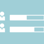 Generic election image with two people icons next to partially filled bars in white with blue background