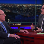 Stephen Colbert and Bernie Sanders.