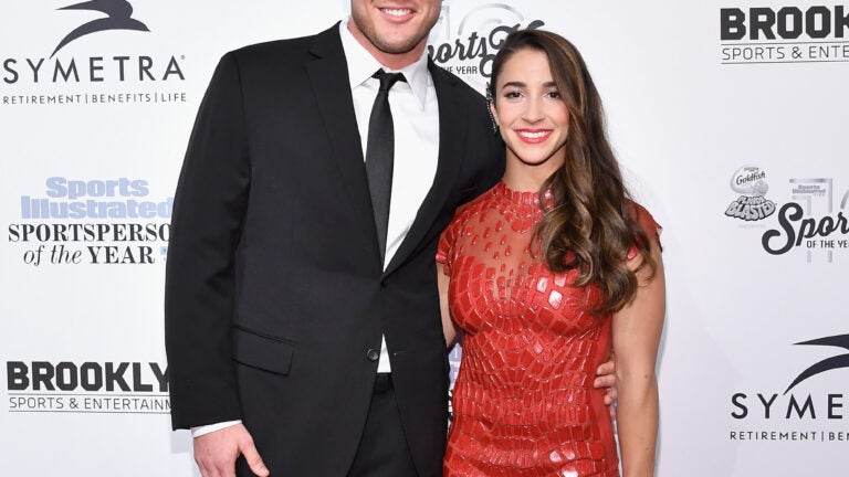 NEW YORK, NY - DECEMBER 12: Football Player Colton Underwood and Olympic Gymnast Aly Raisman attend the Sports Illustrated Sportsperson of the Year Ceremony 2016 at Barclays Center of Brooklyn on December 12, 2016 in New York City. (Photo by Slaven Vlasic/Getty Images for Sports Illustrated)
