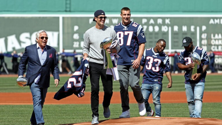 Rob Grownkowski thanks Patriots, Robert Kraft during Boston park donation