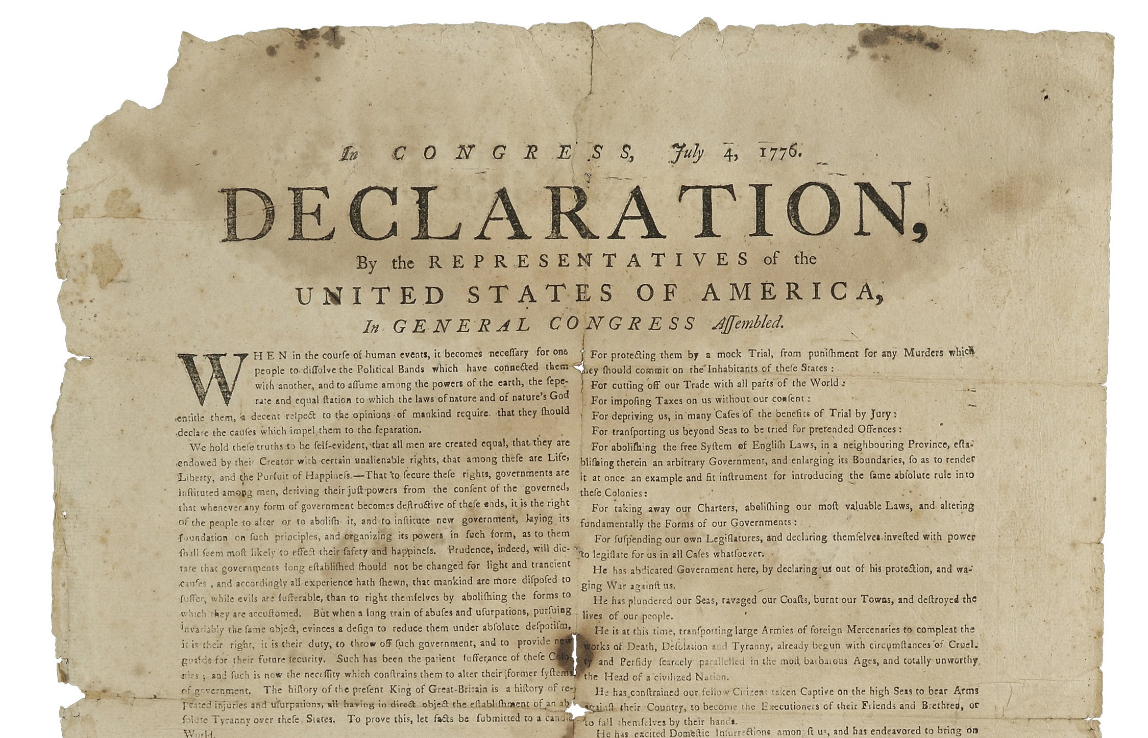 Original Declaration Of Independence On Display