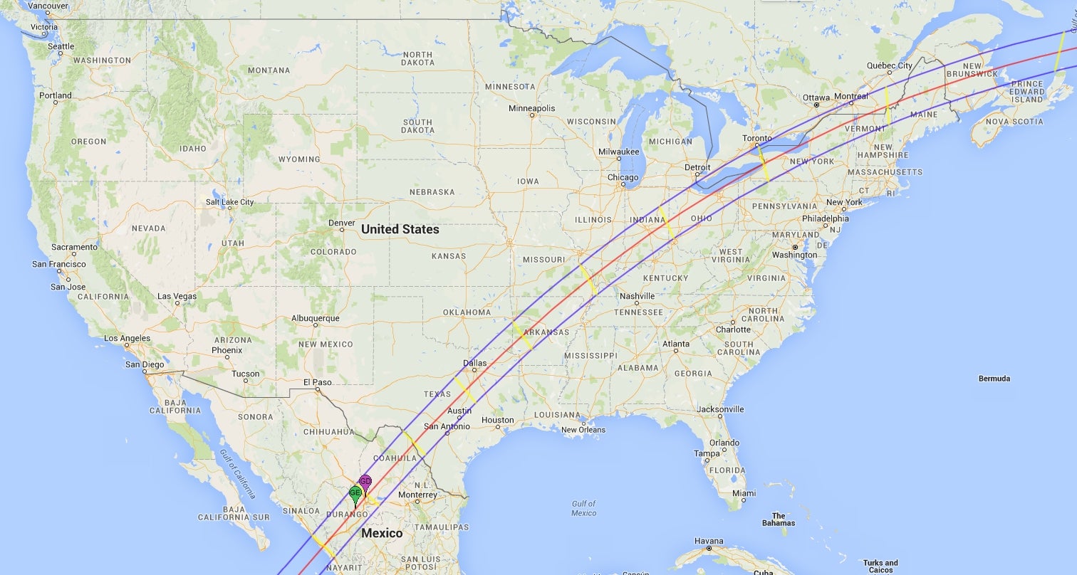 map showing path of solar eclipse 2024        <h3 class=