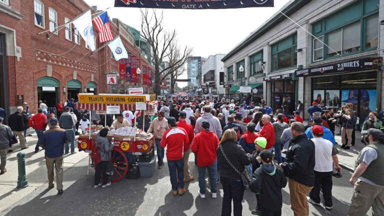 Fenway Park banners hang.