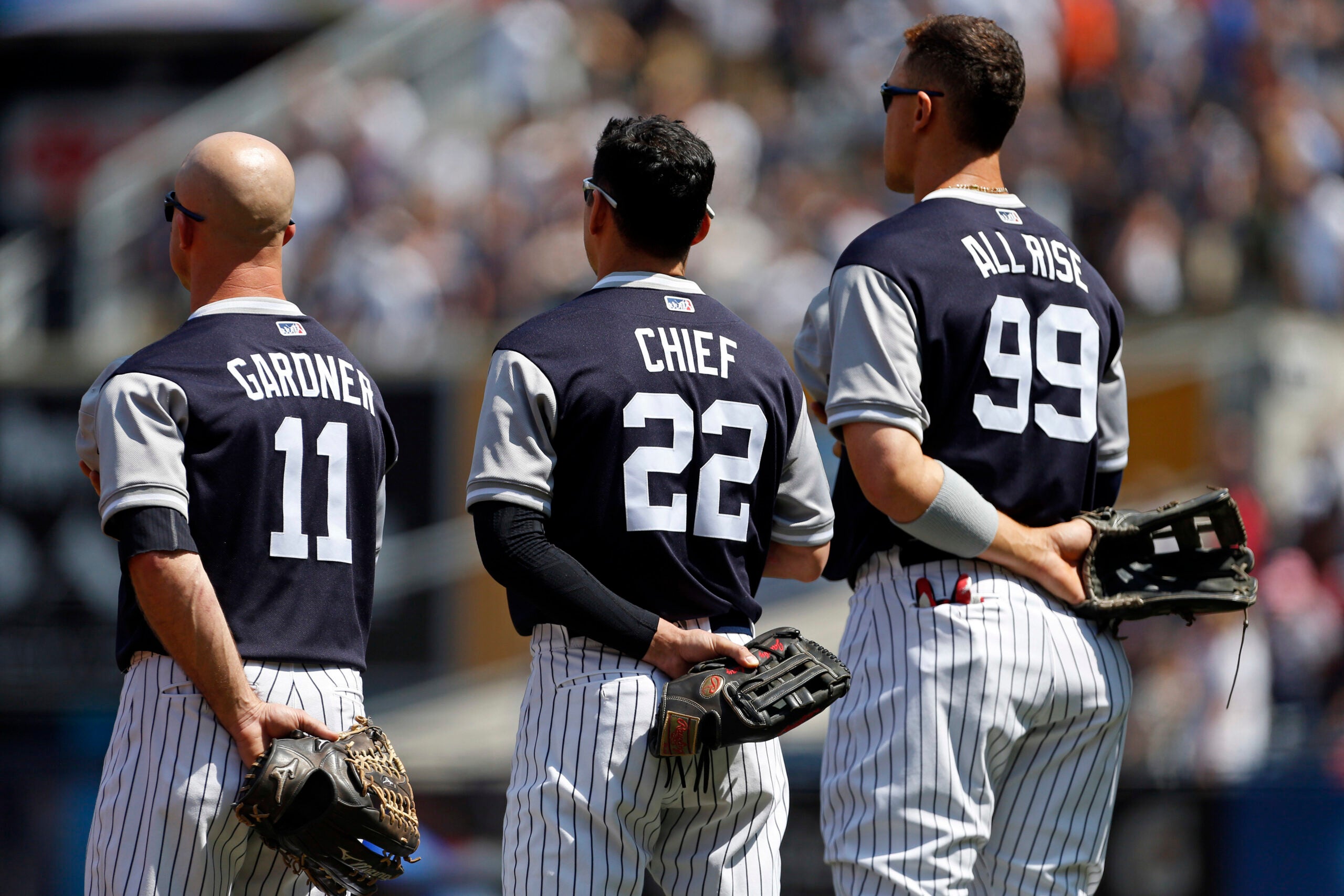 New York Yankees BRETT GARDNER homers in the third - Gold Medal