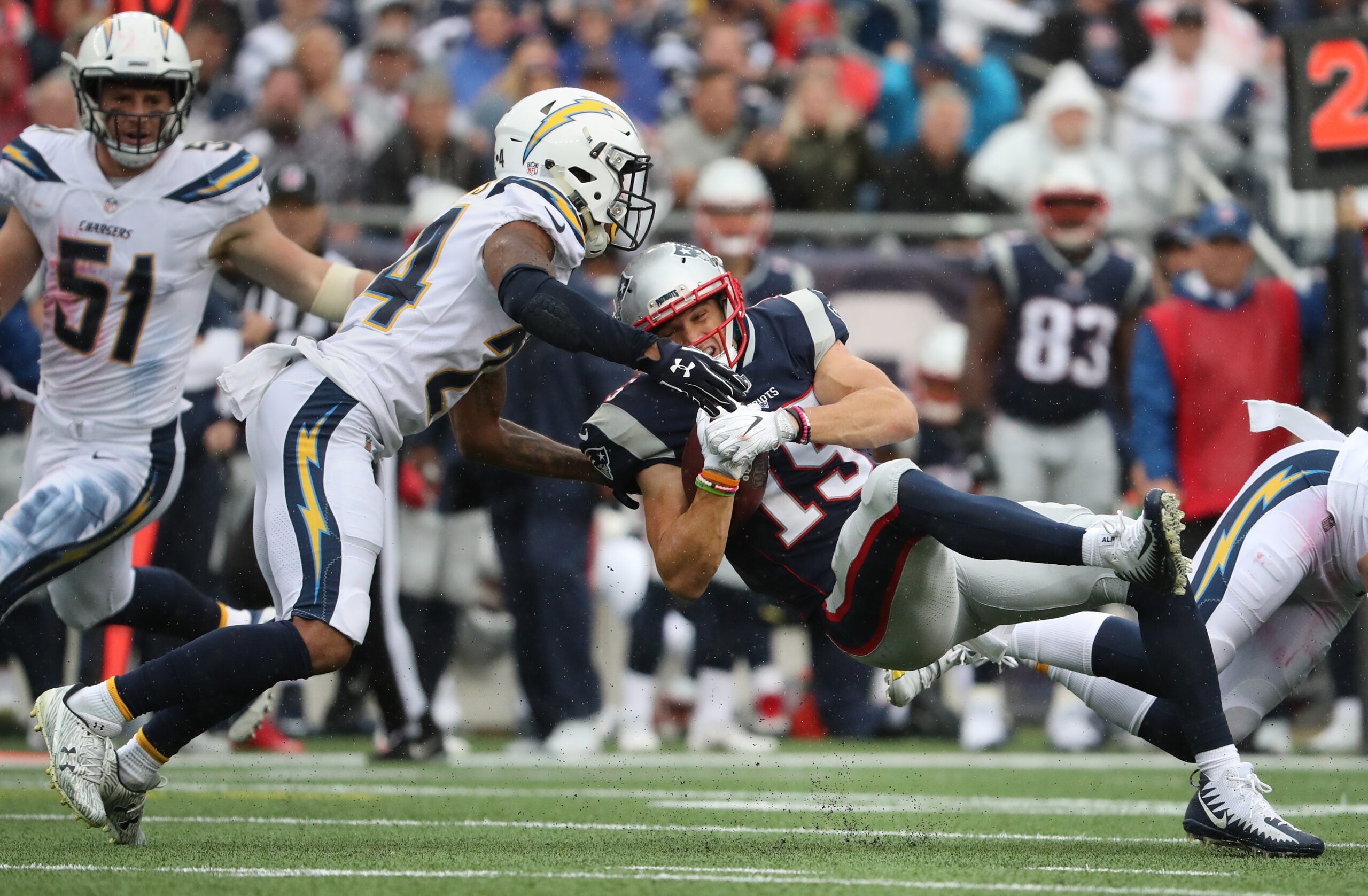 Chris Hogan suffered a shoulder injury in win over Chargers