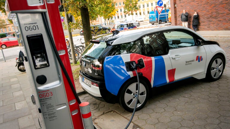 Electric car charges in Hamburg
