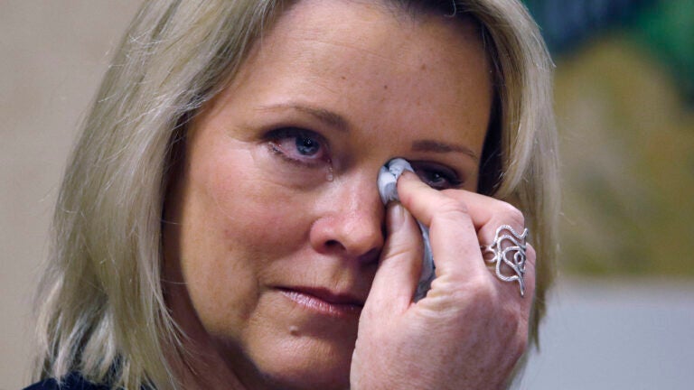 Heather Unruh at emotional press conference