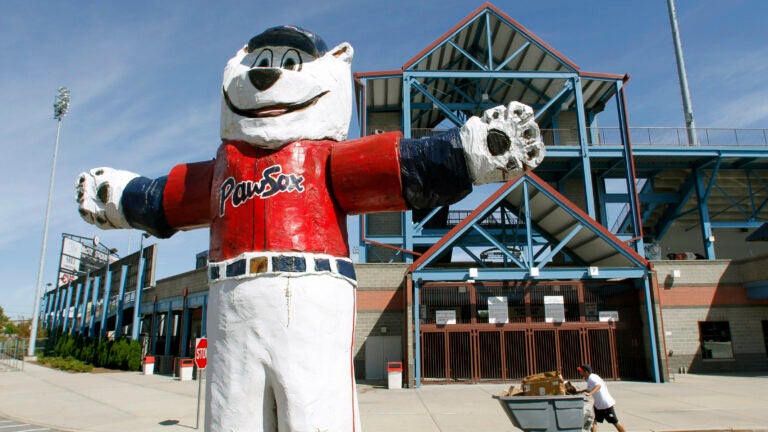 Pawtucket Red Sox mascots Sox and Paws exit the warning track after News  Photo - Getty Images