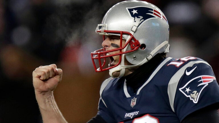 New England Patriots quarterback Tom Brady celebrates a touchdown