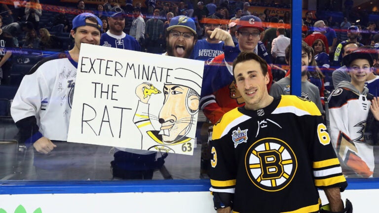 Watch Brad Marchand's reaction to being booed during NHL All-Star Weekend
