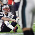 Tom Brady reacts after fumbling the ball during the fourth quarter.