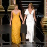 Greta Gerwig and Laura Dern at the 90th Annual Academy Awards
