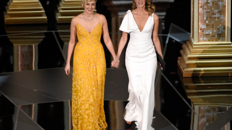Greta Gerwig and Laura Dern at the 90th Annual Academy Awards