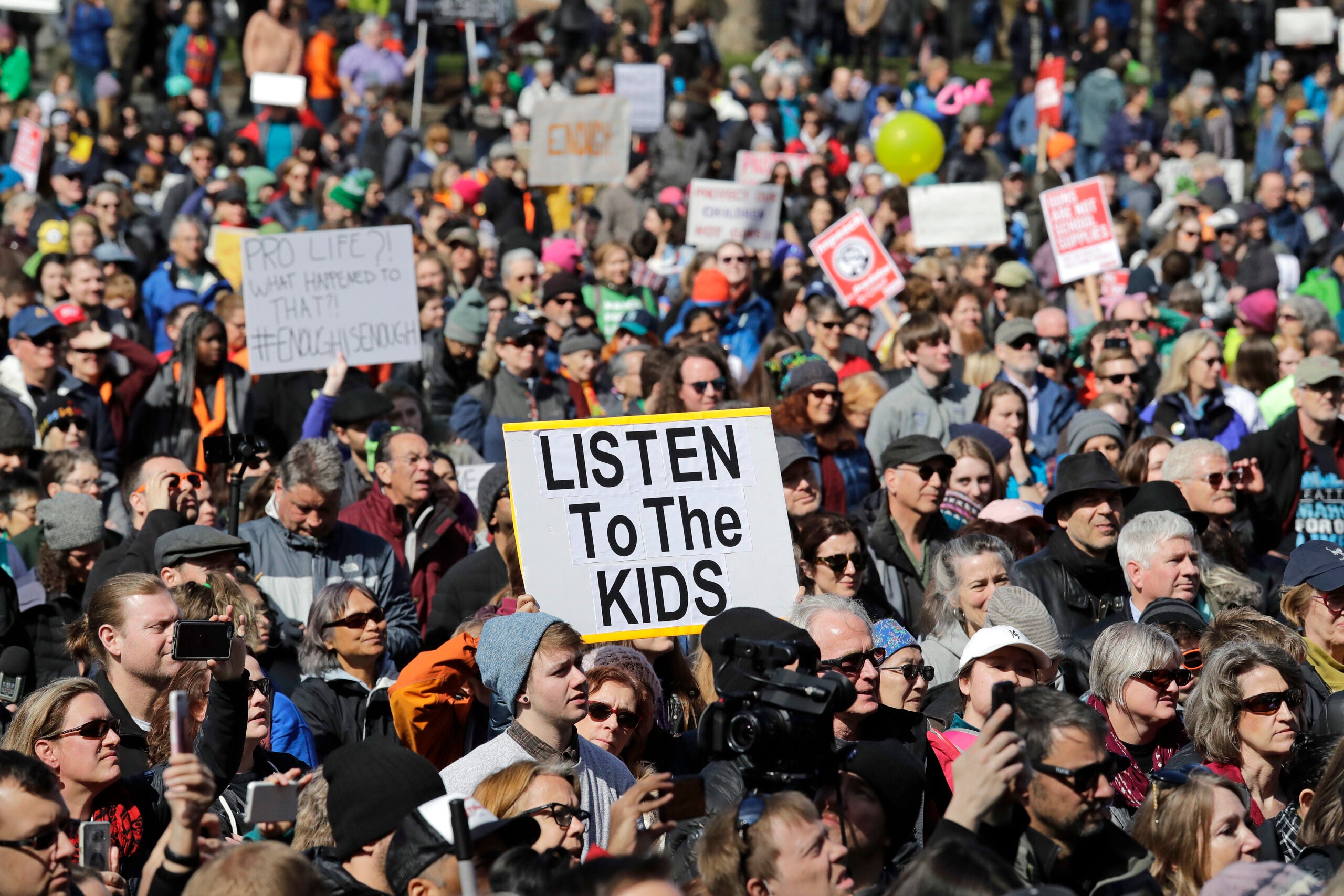 Late march. Student demonstration. march for our lives. huge crowds.