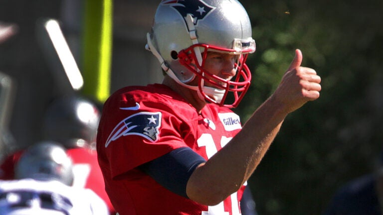 Tom Brady gives a thumbs up.