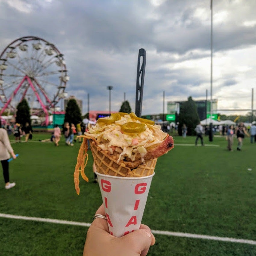 Smoke Shop BBQ's meat cone at Boston Calling. 