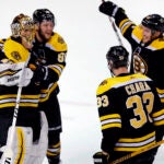 Tuukka Rask, David Pastrnak, Zdeno Chara, Matt Grzelcyk