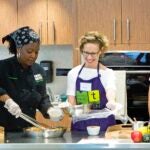 A cooking demonstration at the Boston Public Market.