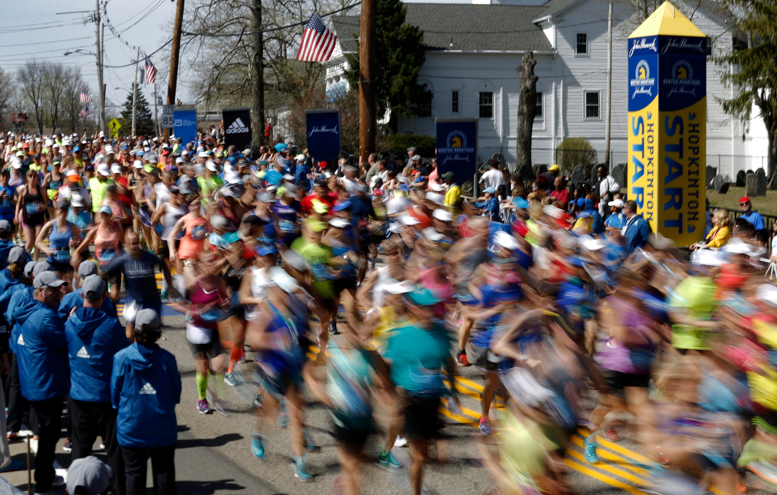 There are about 117 vehicles that escort runners in the Boston Marathon ...