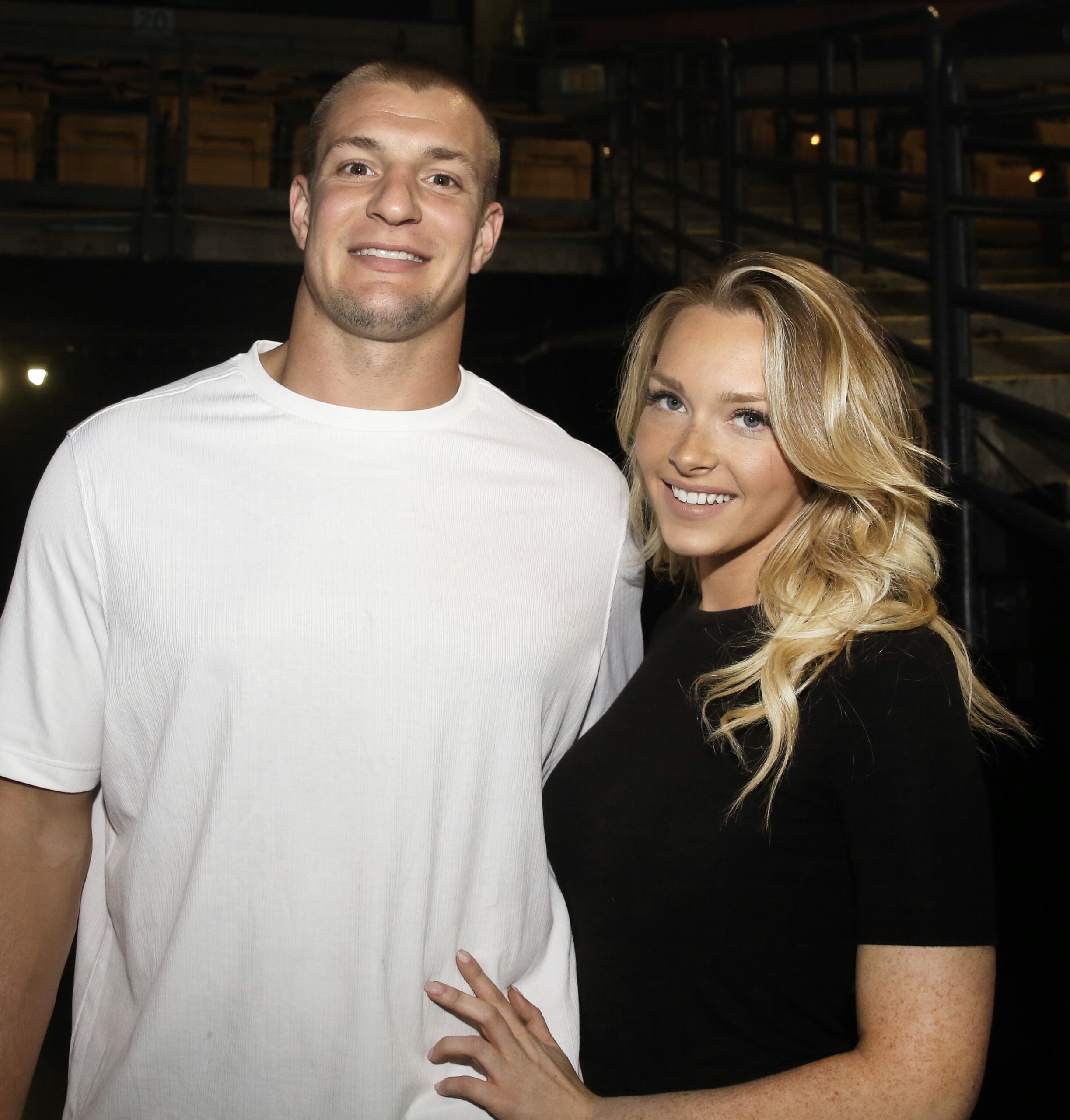 Camille Kostek shares a sweet photo with Gronk as the Super Bowl kicks off