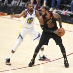 LeBron James and Kevin Durant during the 2018 NBA Finals. Both could become free agents this summer.