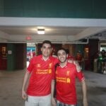 Omar and his brother at Fenway Park in 2014 for a Liverpool-Roma game.